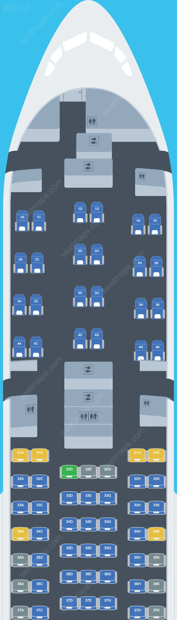 China Southern Boeing 777 Seat Maps 777-200 V.1
