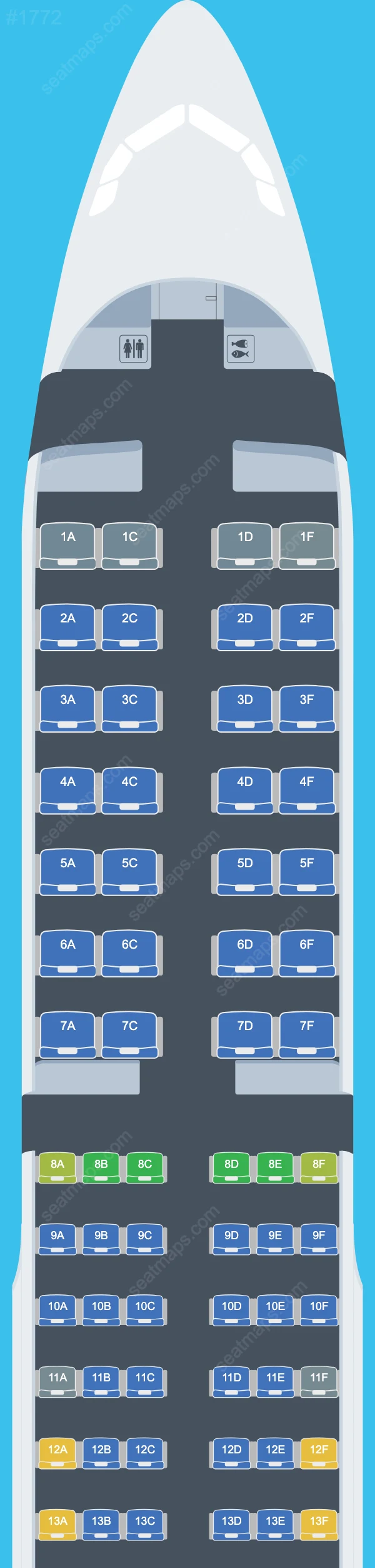Схема салона Aeroflot в самолете Airbus A321 A321-200 V.2