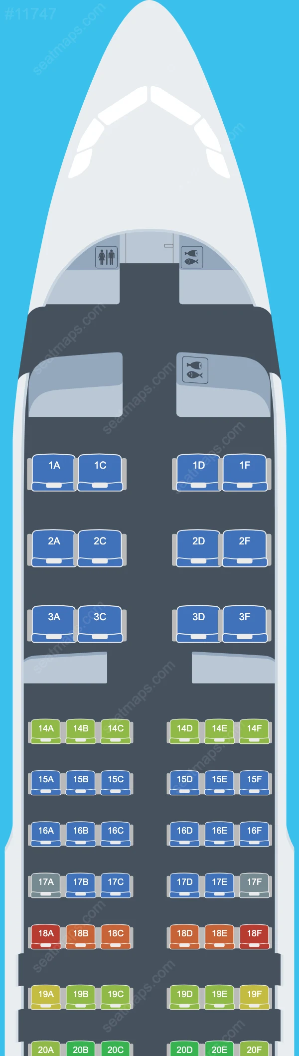 GetJet Airlines Airbus A320 aircraft seat map  A320-200 V.2