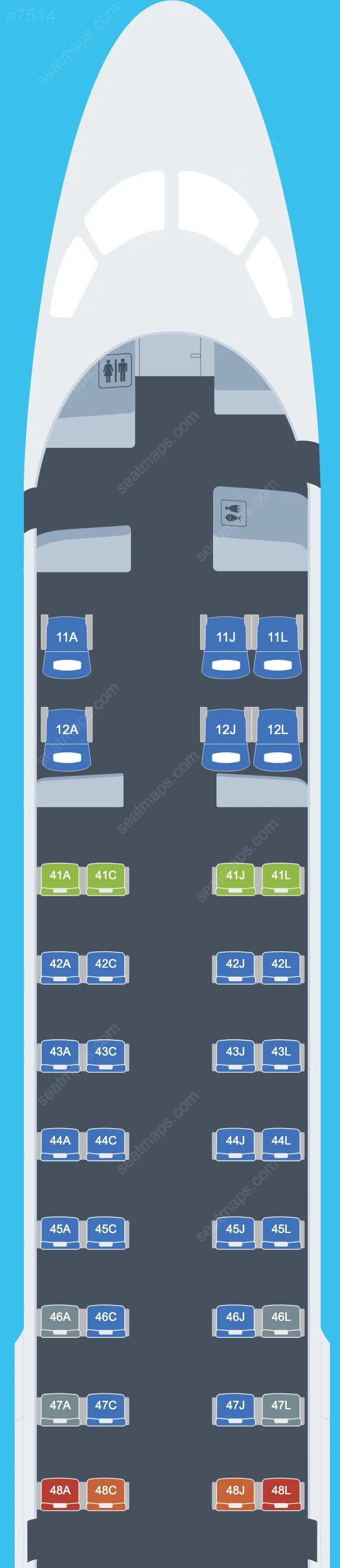 Hebei Airlines Embraer E190 seatmap preview