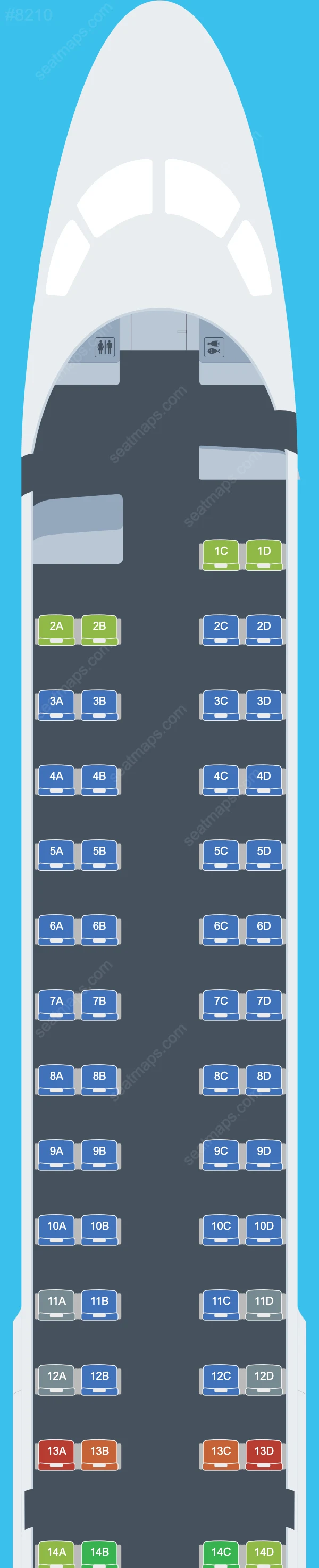 Схема салона LOT Polish Airlines в самолете Embraer E195 E195
