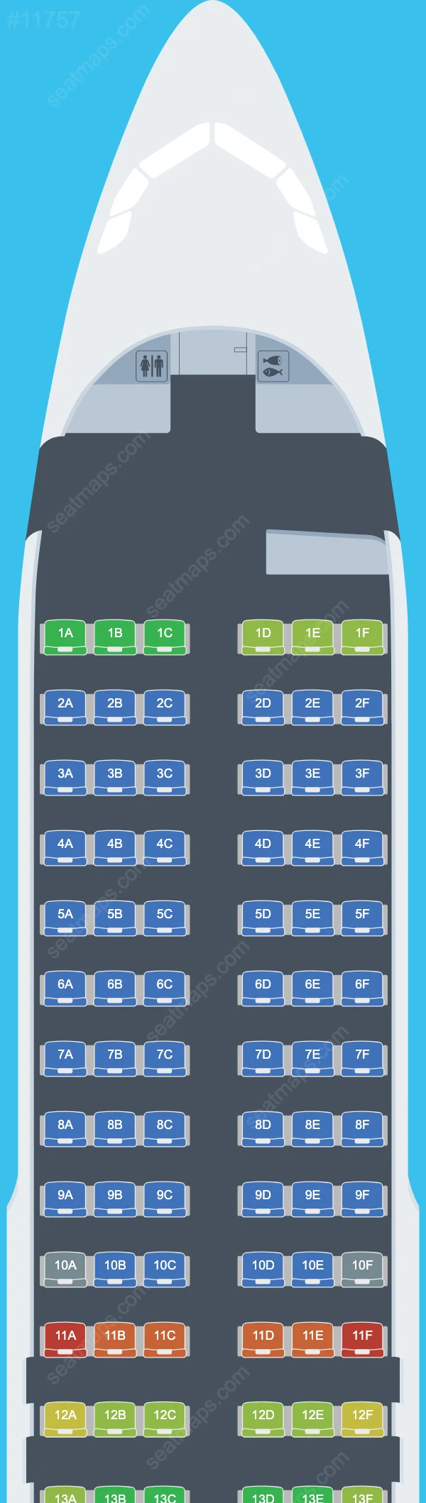 Plans des sièges de l'avion Airbus A320 de LATAM Airlines A320-200 V.4
