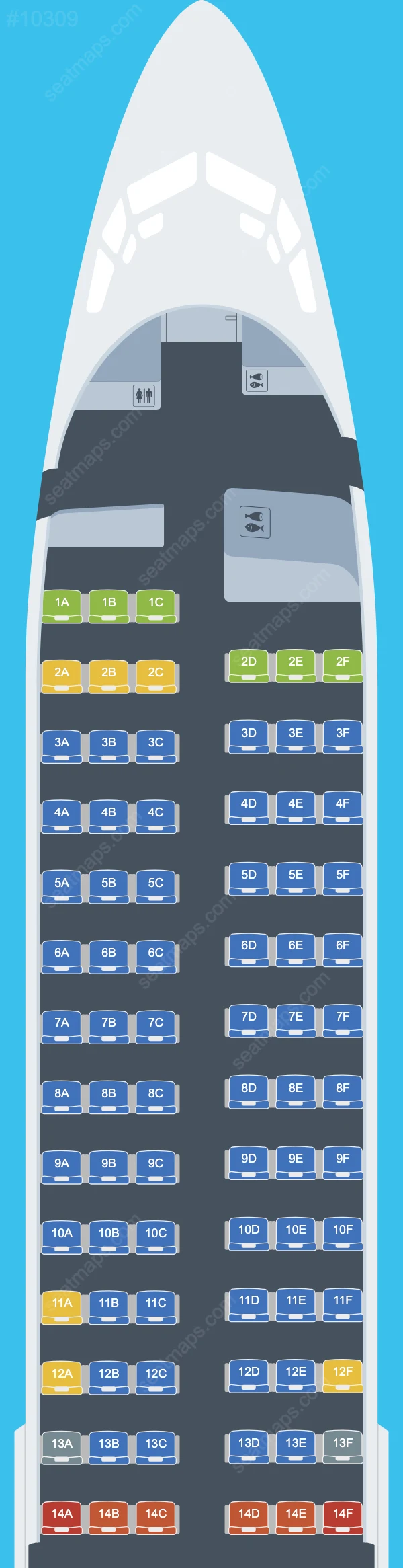 Plans des sièges de l'avion Boeing 737-800 de AJet 737-800 V.1