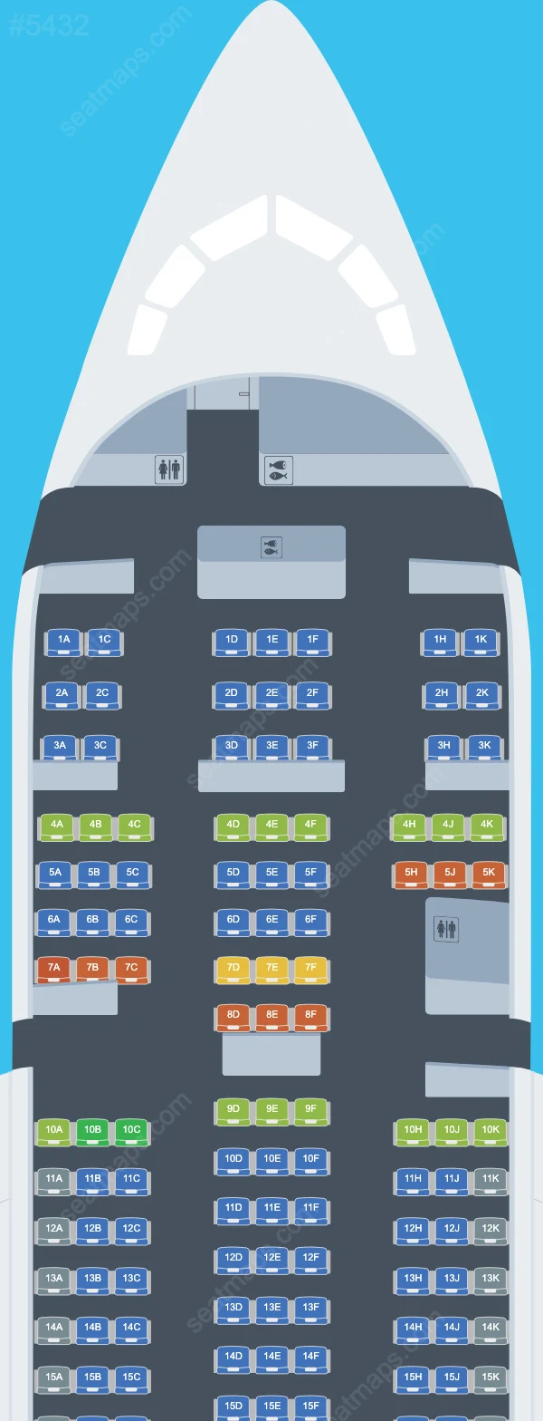 Схема салона Scoot Tigerair Pte в самолете Boeing 787 787-8 V.1