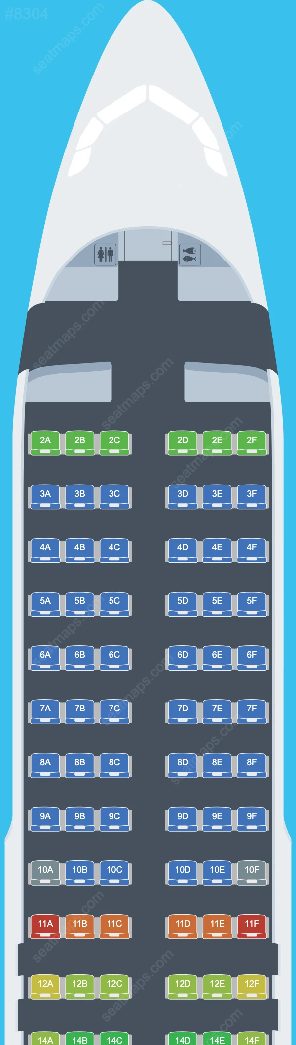 Схема салона Fly2Sky в самолете Airbus A320 A320-200 V.2