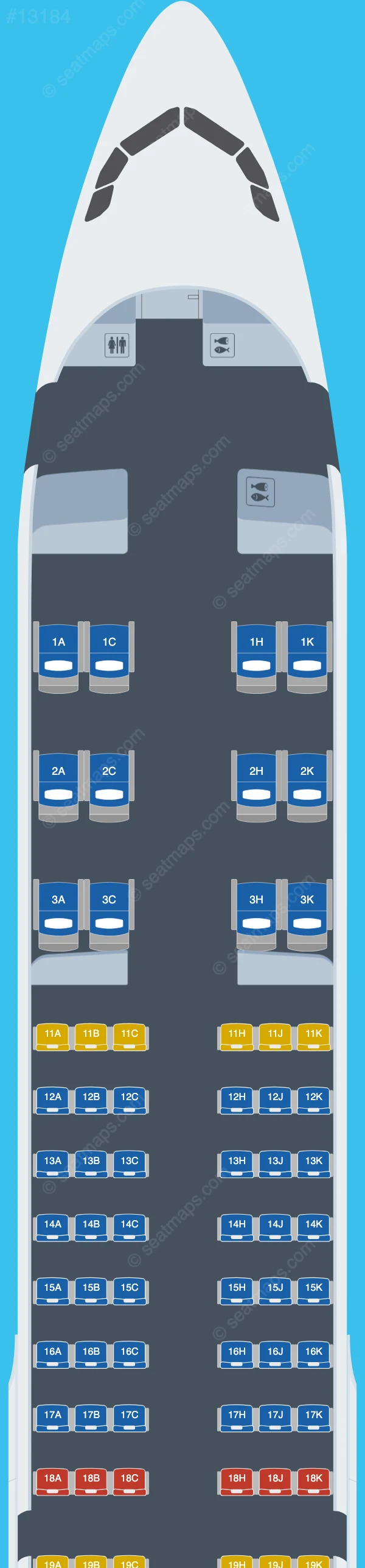 Royal Jordanian Airbus A321neo seatmap preview