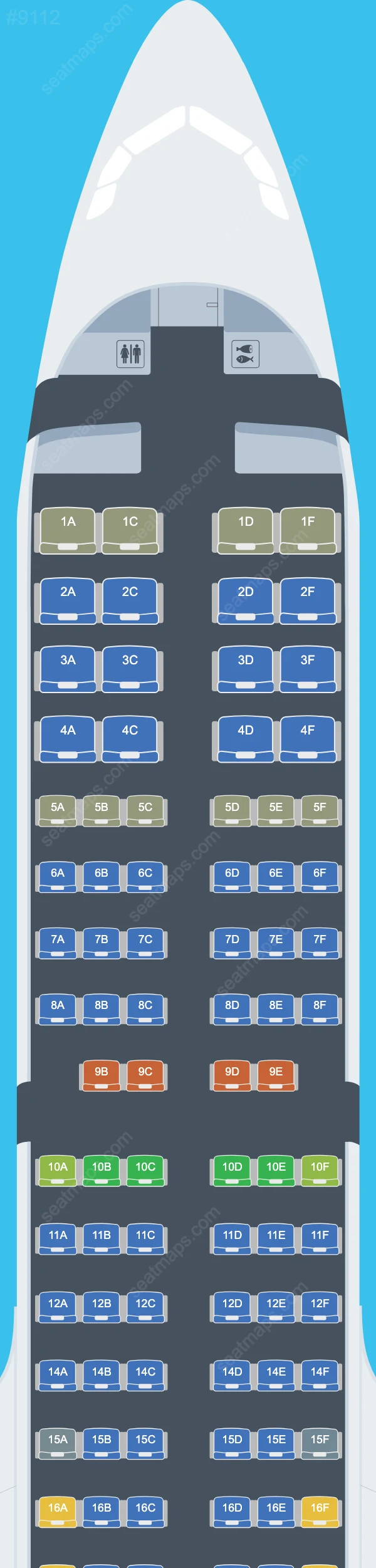 Схема салона Bamboo Airways в самолете Airbus A321 A321-200neo V.1
