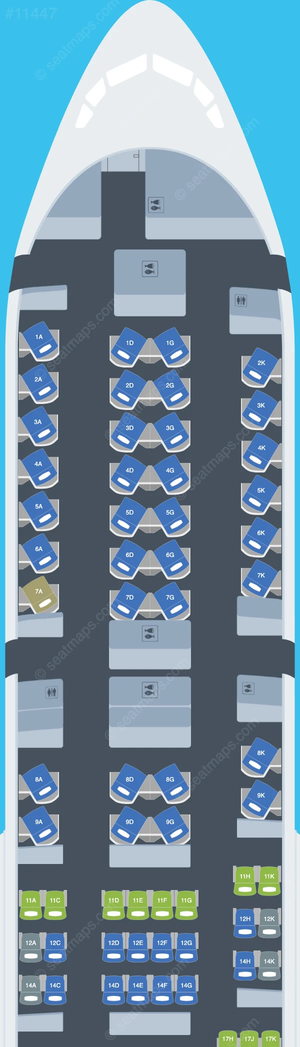 Seat Map Of KLM Boeing 777 200ER Aircraft