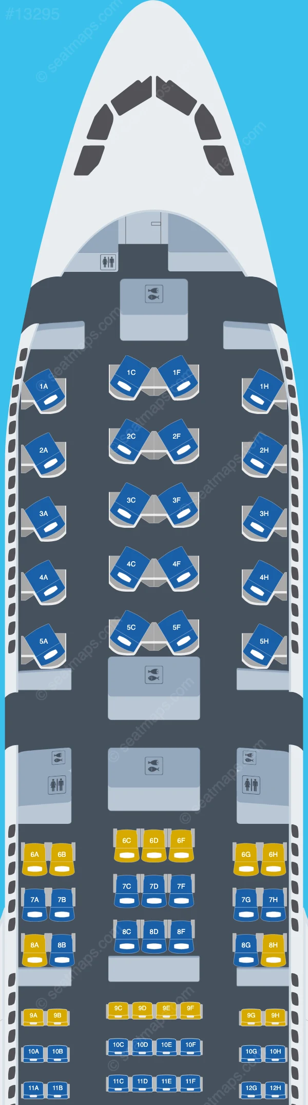 Azul Brazilian Airlines Airbus A330-200 V.4 seatmap preview