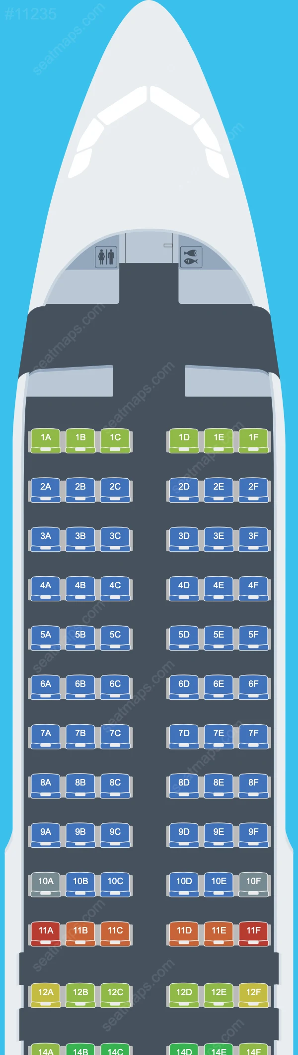 Схема салона Sky Express в самолете Airbus A320 A320-200neo V.3