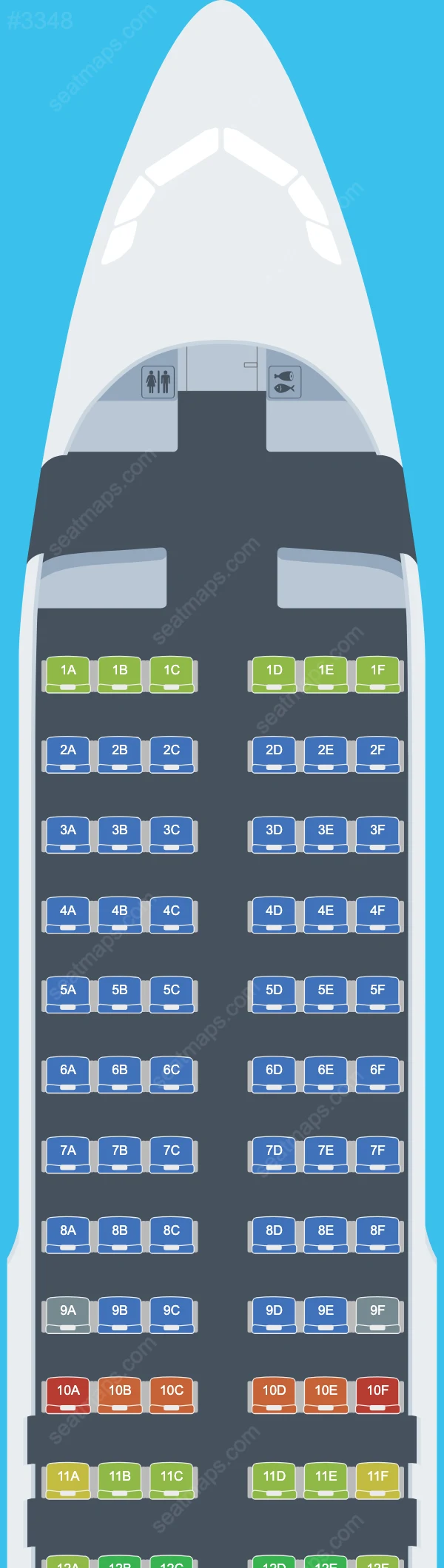 Схема салона SAS в самолете Airbus A320 A320-200