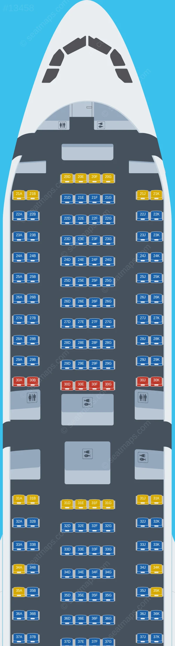 Thai AirAsia X Airbus A330-300 V.2 seatmap preview