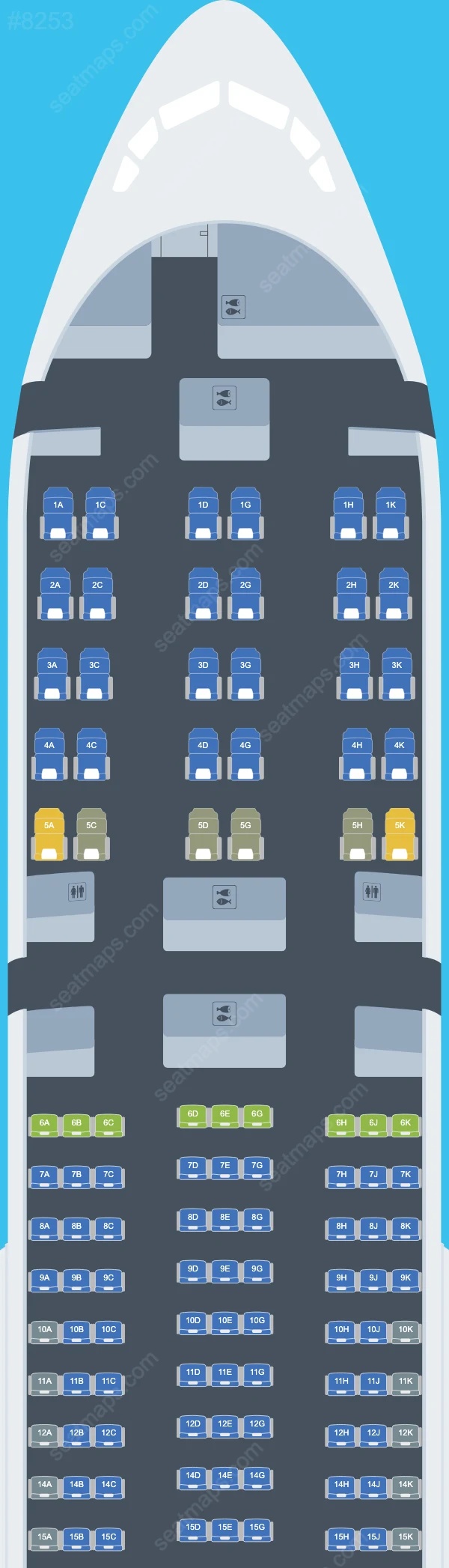 Privilege Style Boeing 777-200 ER seatmap mobile preview