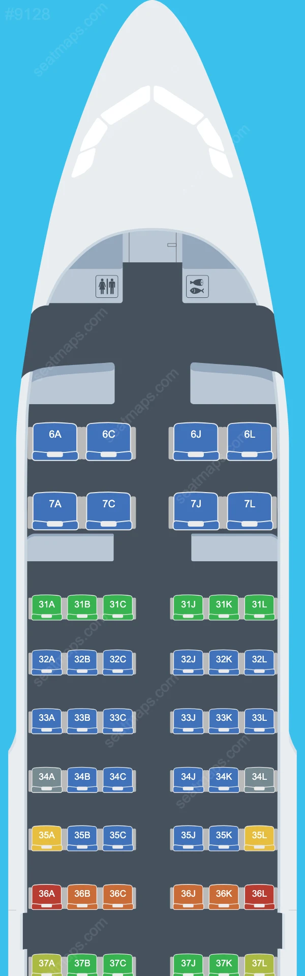 Схема салона China Eastern в самолете Airbus A319 A319-100 V.2