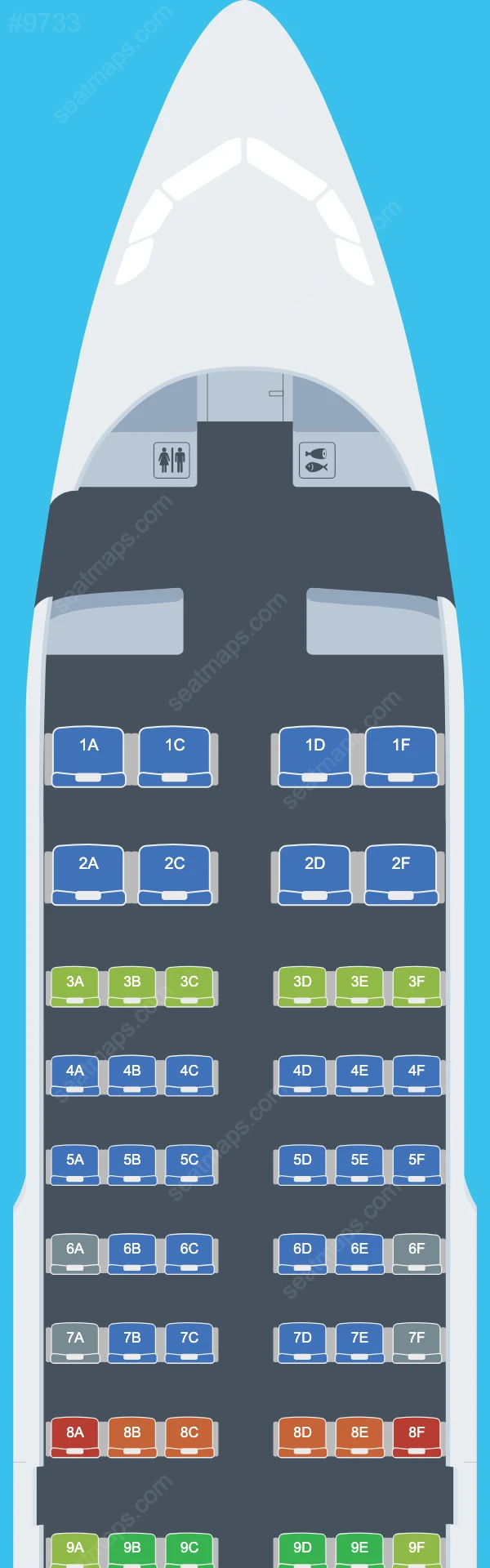 Plans des sièges de l'avion Airbus A319 de Aeroflot A319-100