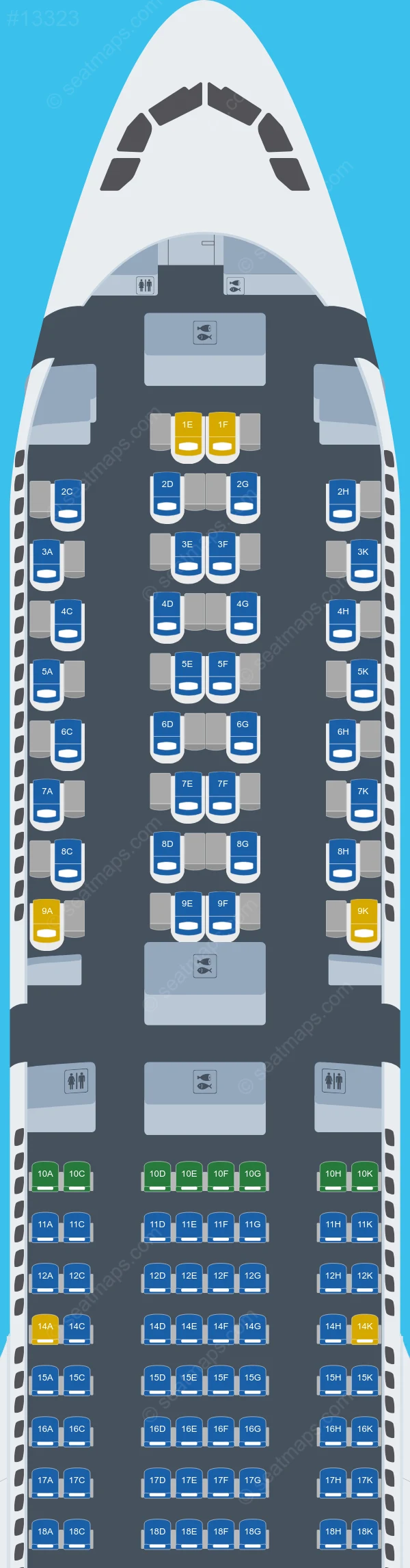 GOL Linhas Aereas Airbus A330-900neo seatmap preview