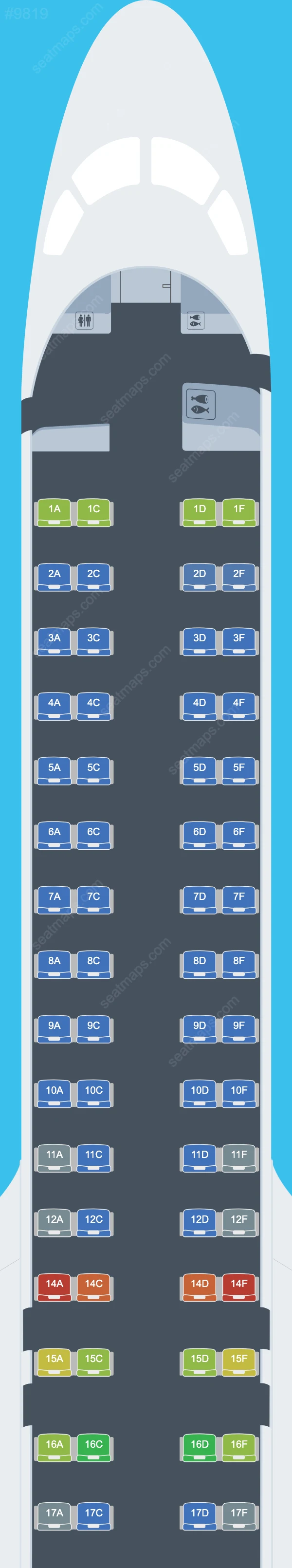 Схема салона Binter Canarias в самолете Embraer E195-E2 E195 E2