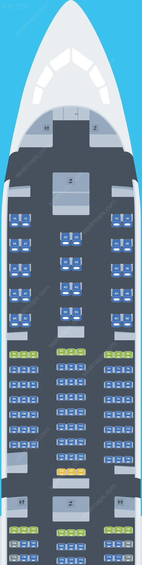 ANA (All Nippon Airways) Boeing 787-10 seatmap mobile preview