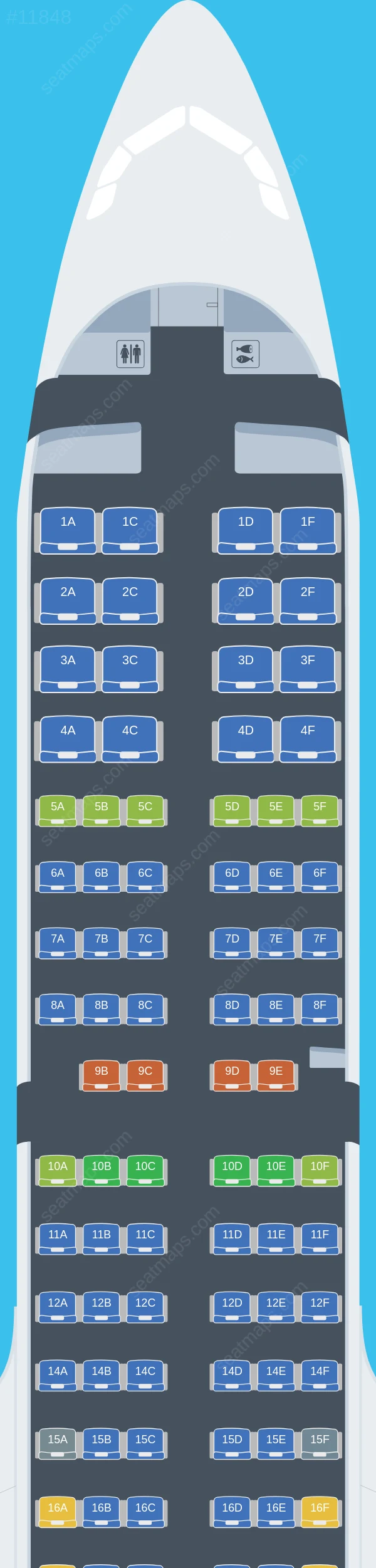 Etihad Airways Airbus A321neo V.1 seatmap preview