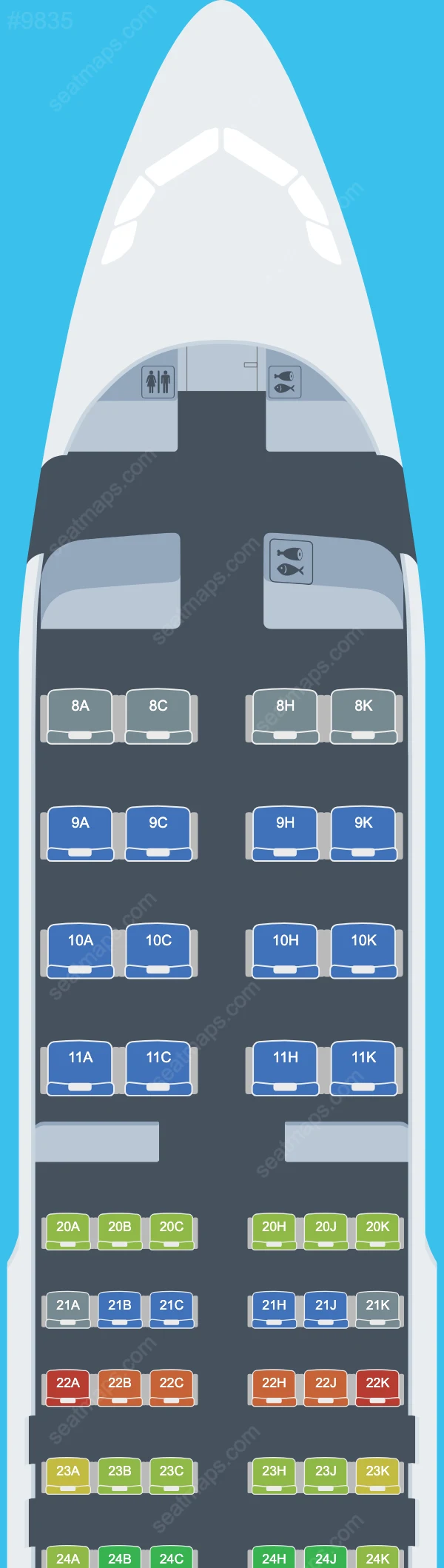 Egyptair Airbus A320-200neo seatmap mobile preview