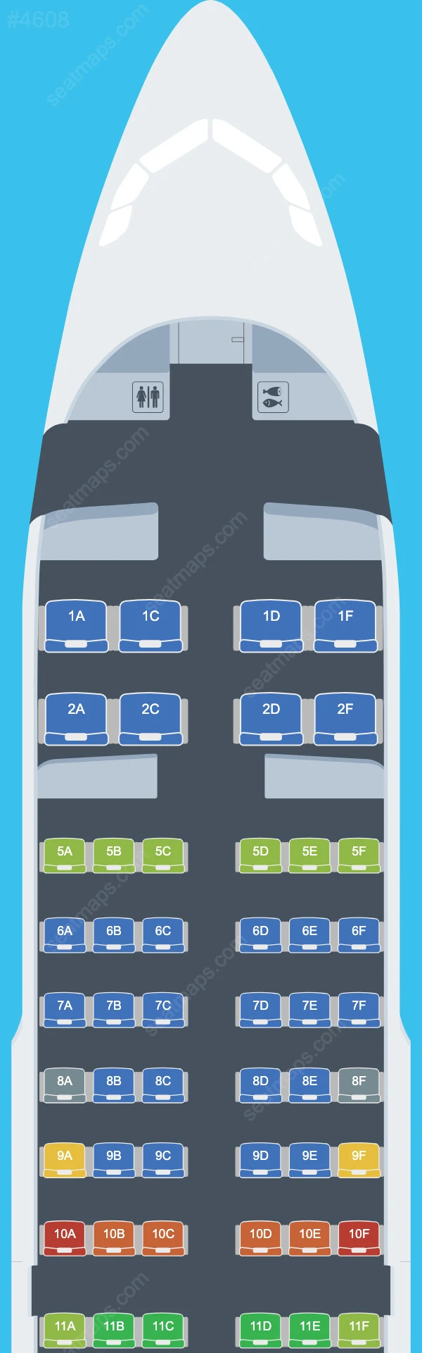 Схема салона Tibet Airlines в самолете Airbus A319 A319-100