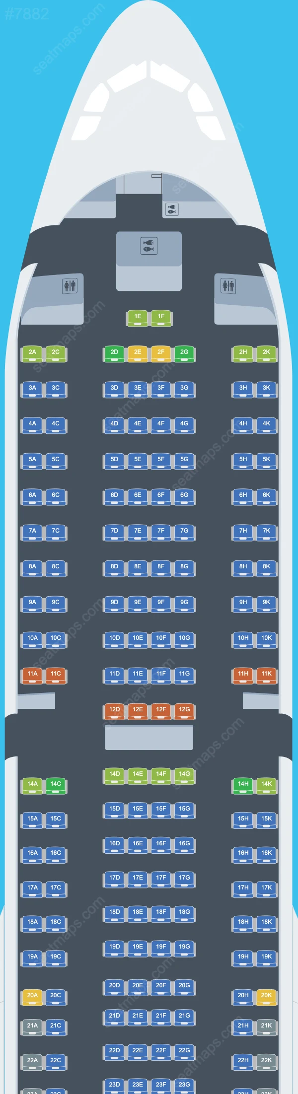 Plans des sièges de l'avion Airbus A330-300 de Sunclass Airlines A330-300 V.2