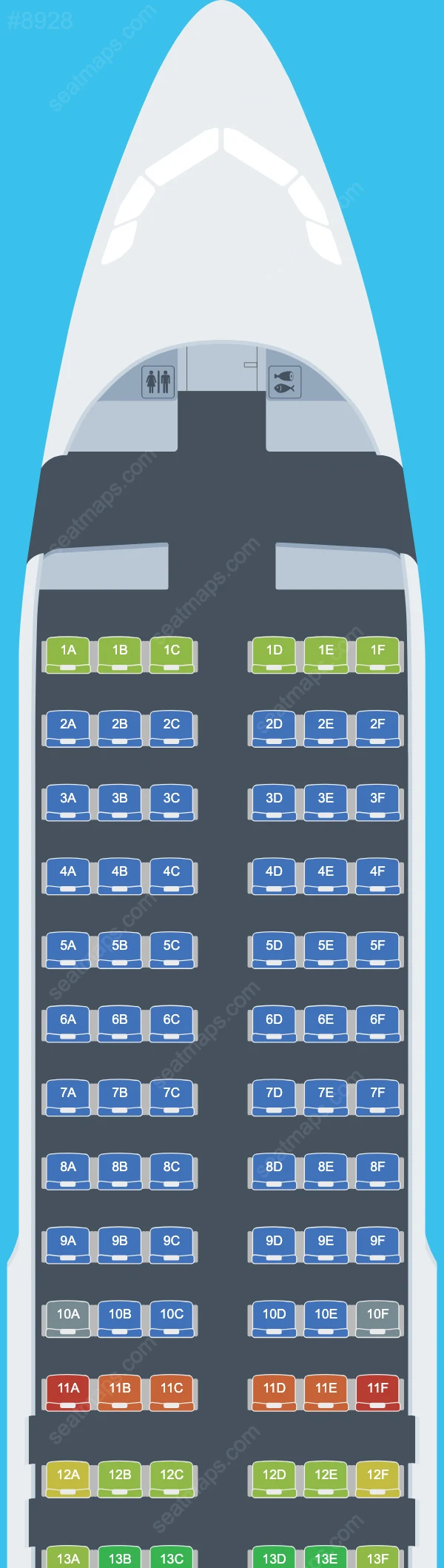 Qingdao Airlines Airbus A320-200neo V.1 seatmap preview