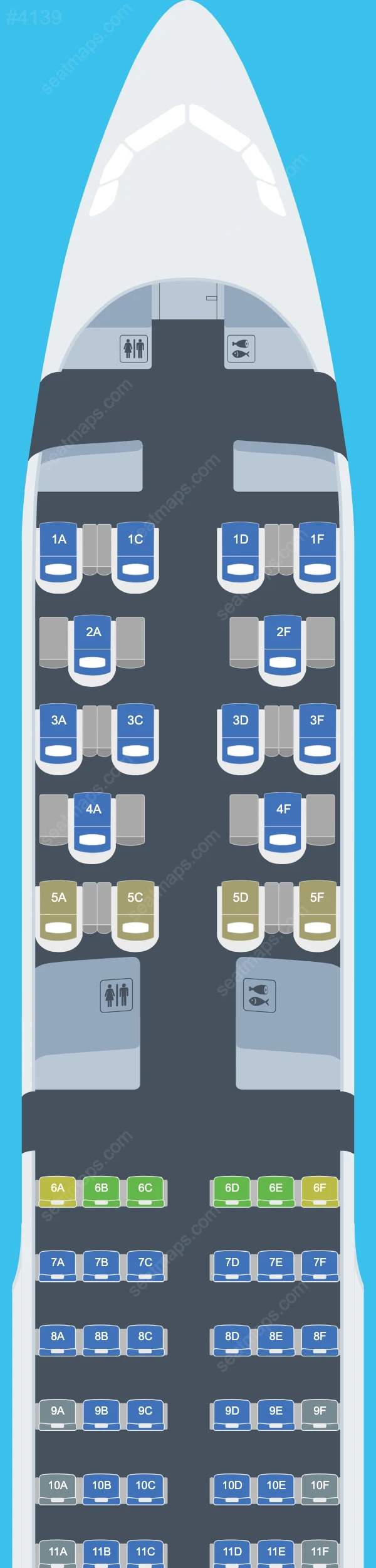 JetBlue Airways Airbus A321 Seat Maps A321-200 V.1