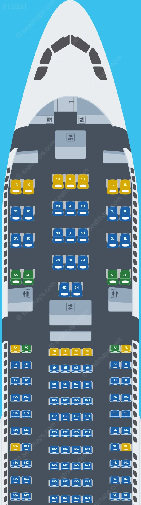 LEVEL Airbus A330-200 V.3 seatmap preview