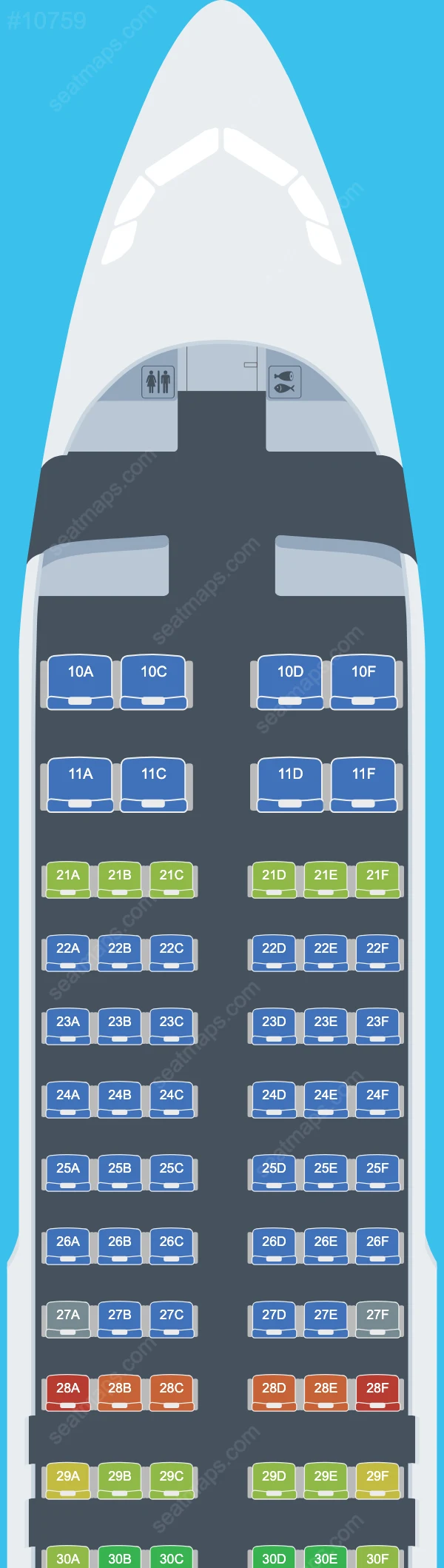 Схема салона Bamboo Airways в самолете Airbus A320 A320-200neo V.2