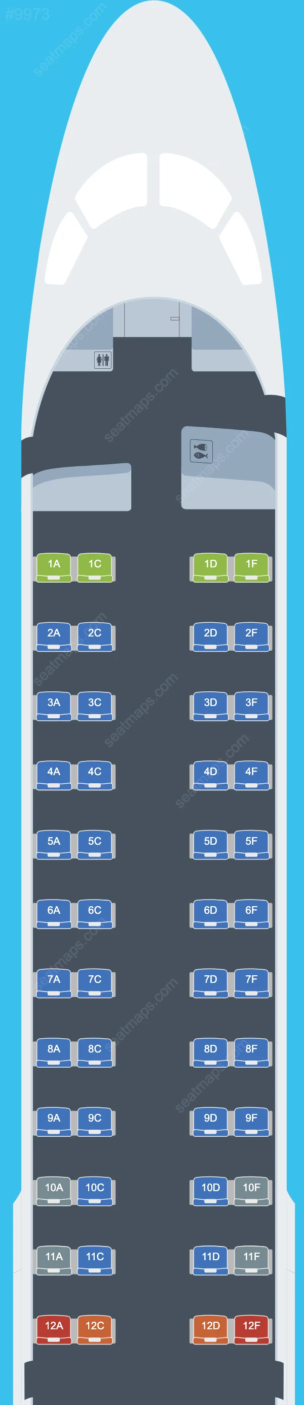 Схема салона Amaszonas в самолете Embraer E190 E190