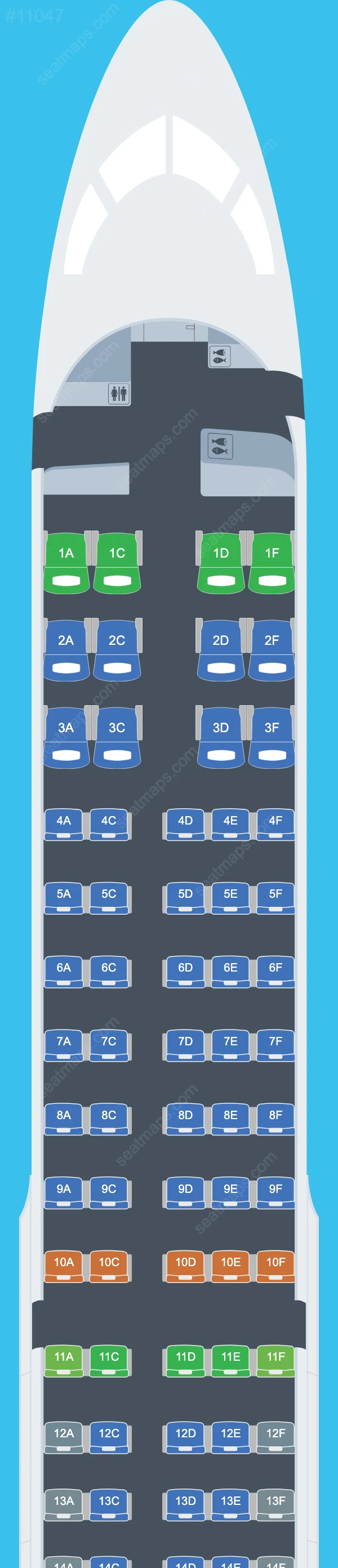 Breeze Airways Airbus A220 Seat Maps A220-300 V.2