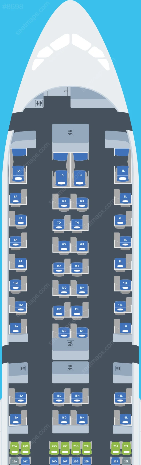 China Eastern Airbus A350-900 seatmap preview