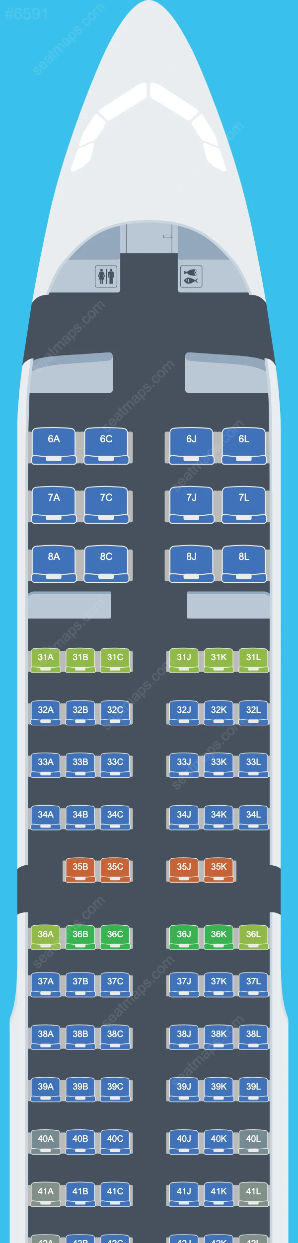 China Eastern Airbus A321-200 V.1 seatmap mobile preview