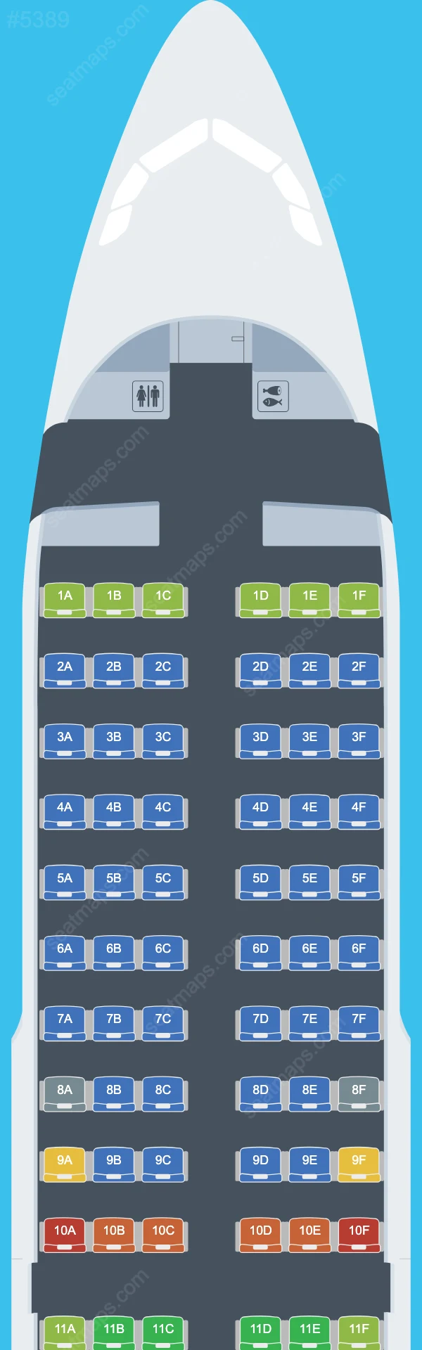 Beijing Capital Airlines Airbus A319-100 V.1 seatmap mobile preview
