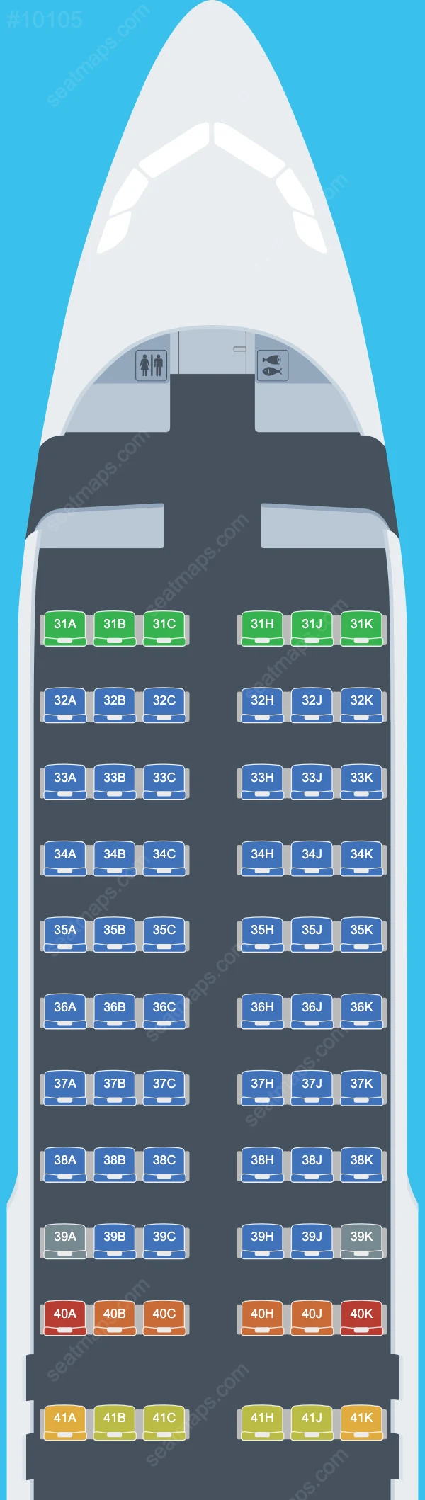 Схема салона China Southern в самолете Airbus A320 A320-200 V.8