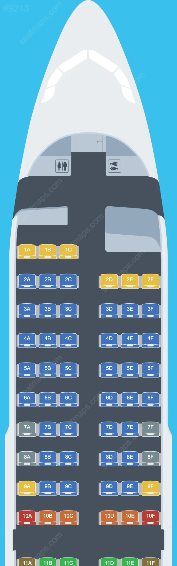 Схема салона Meraj Air в самолете Airbus A319 A319-100