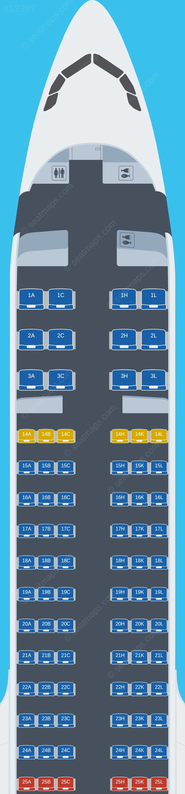 AZAL Azerbaijan Airlines Airbus A321neo seatmap preview