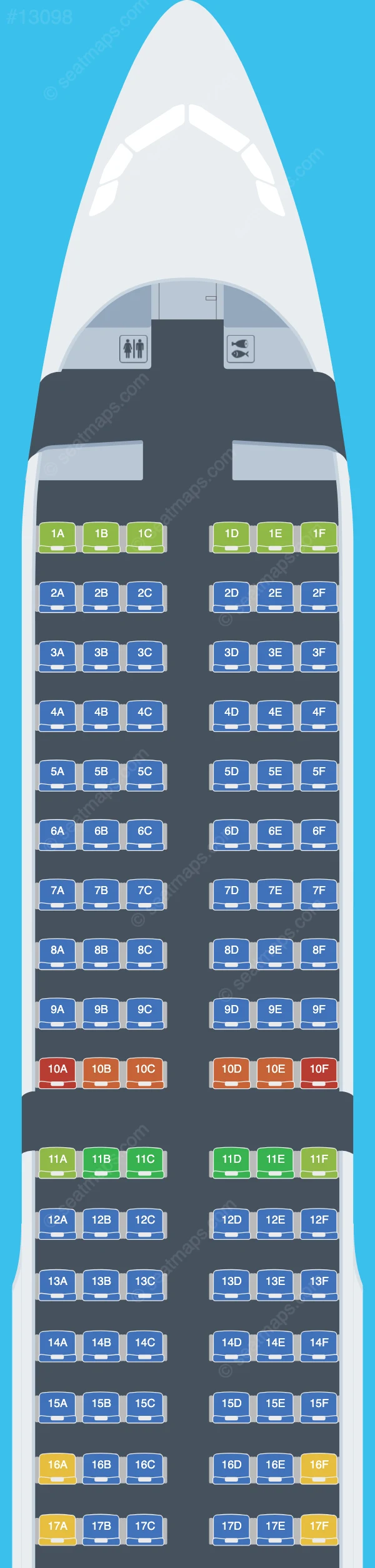 FlyOne Armenia Airbus A321-200 seatmap preview