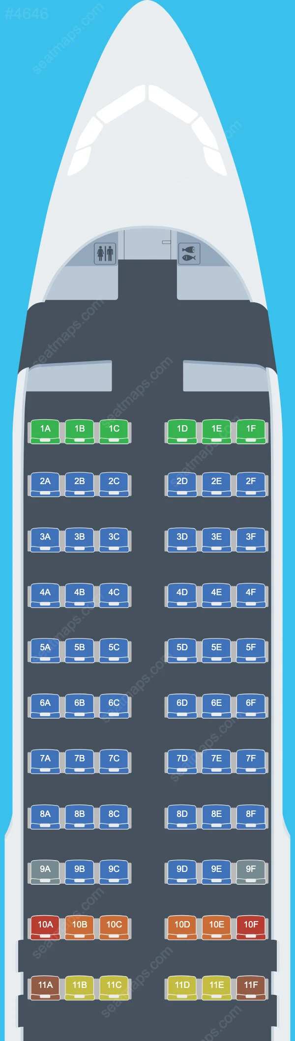 Схема салона Meraj Air в самолете Airbus A320 A320-200 V.2