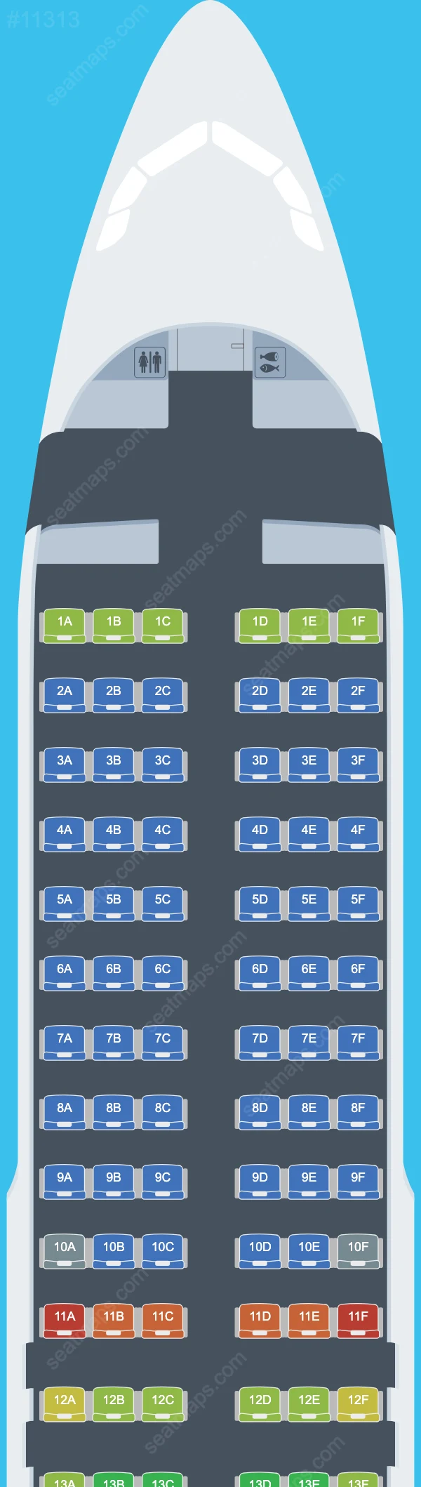 DAT LT Airbus A320 aircraft seat map  A320-200