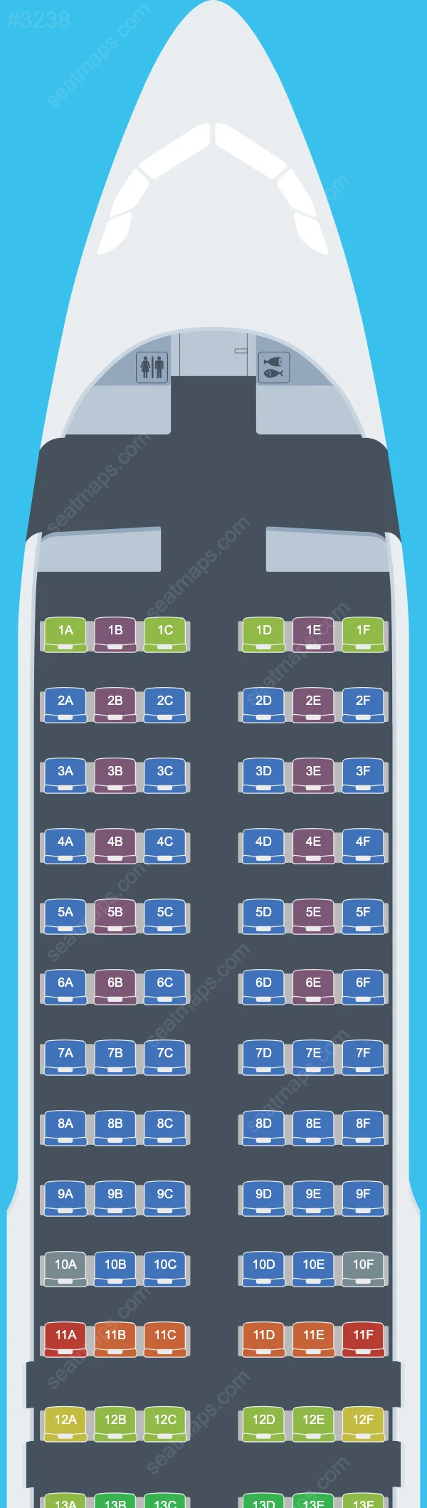 Схема салона Condor в самолете Airbus A320 A320-200
