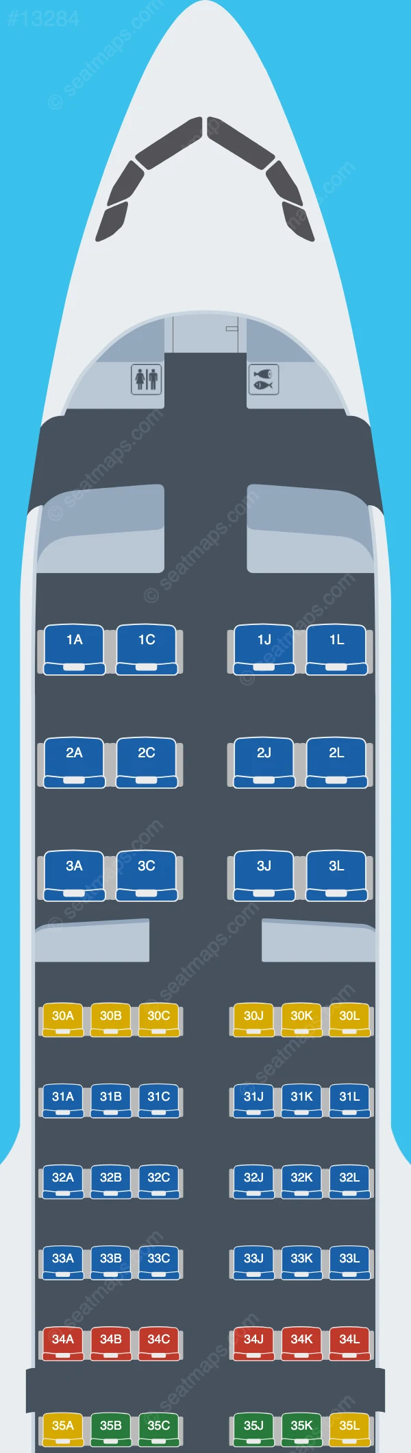 Medsky Airways Airbus A320-200 seatmap preview