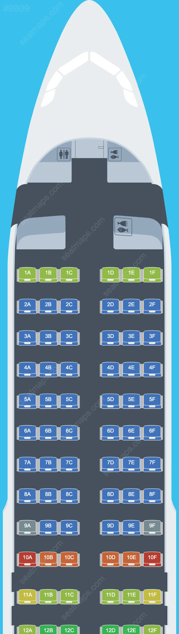 Aegean Airlines Airbus A320-200neo seatmap mobile preview