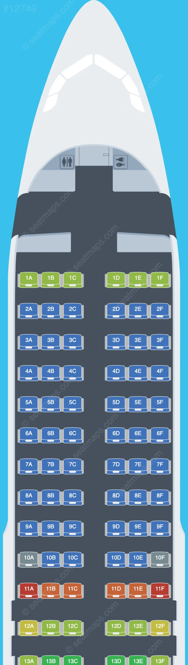AJet Airbus A320-200 seatmap preview