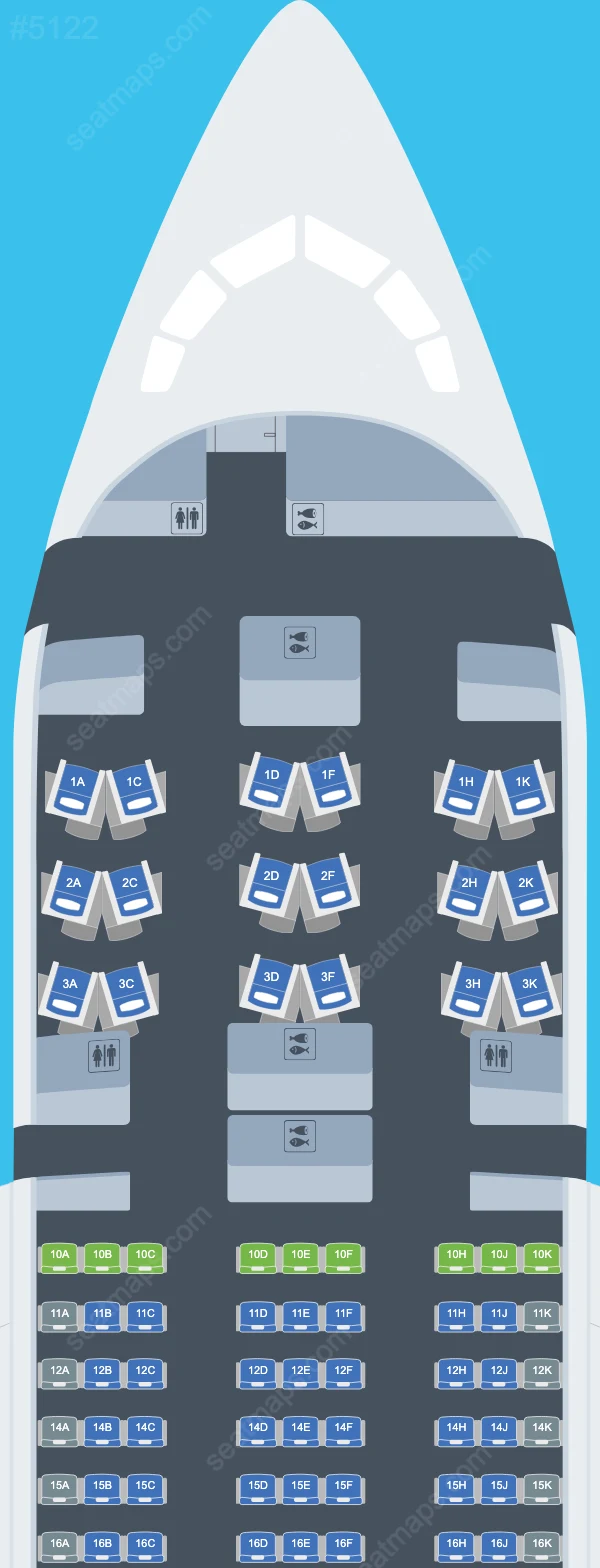Схема салона Royal Air Maroc в самолете Boeing 787 787-8