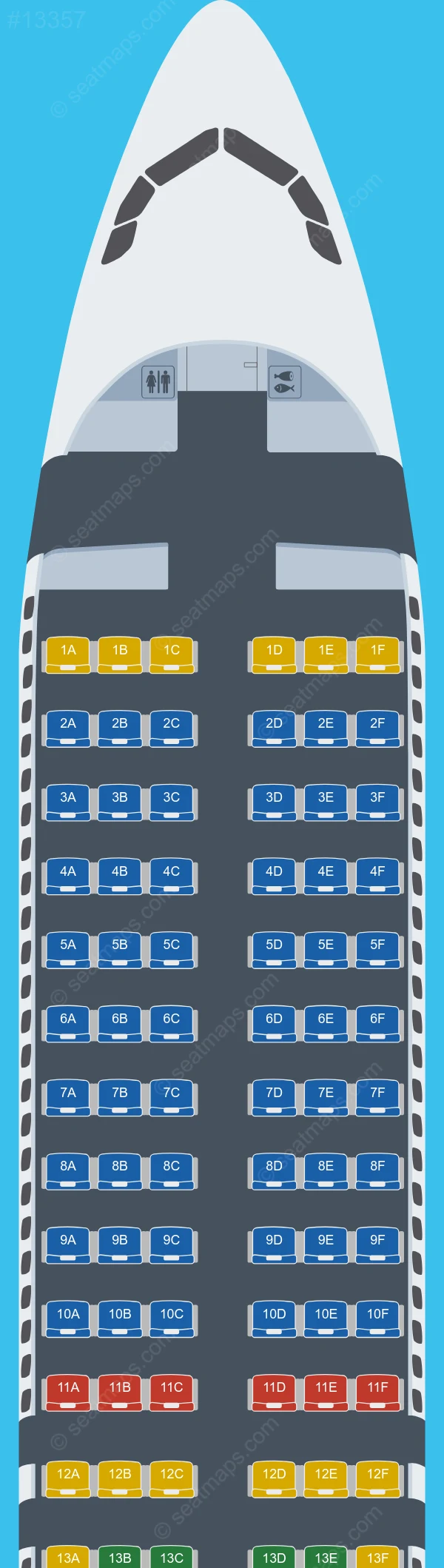 Jazeera Airways Airbus A320neo V.3 seatmap mobile preview