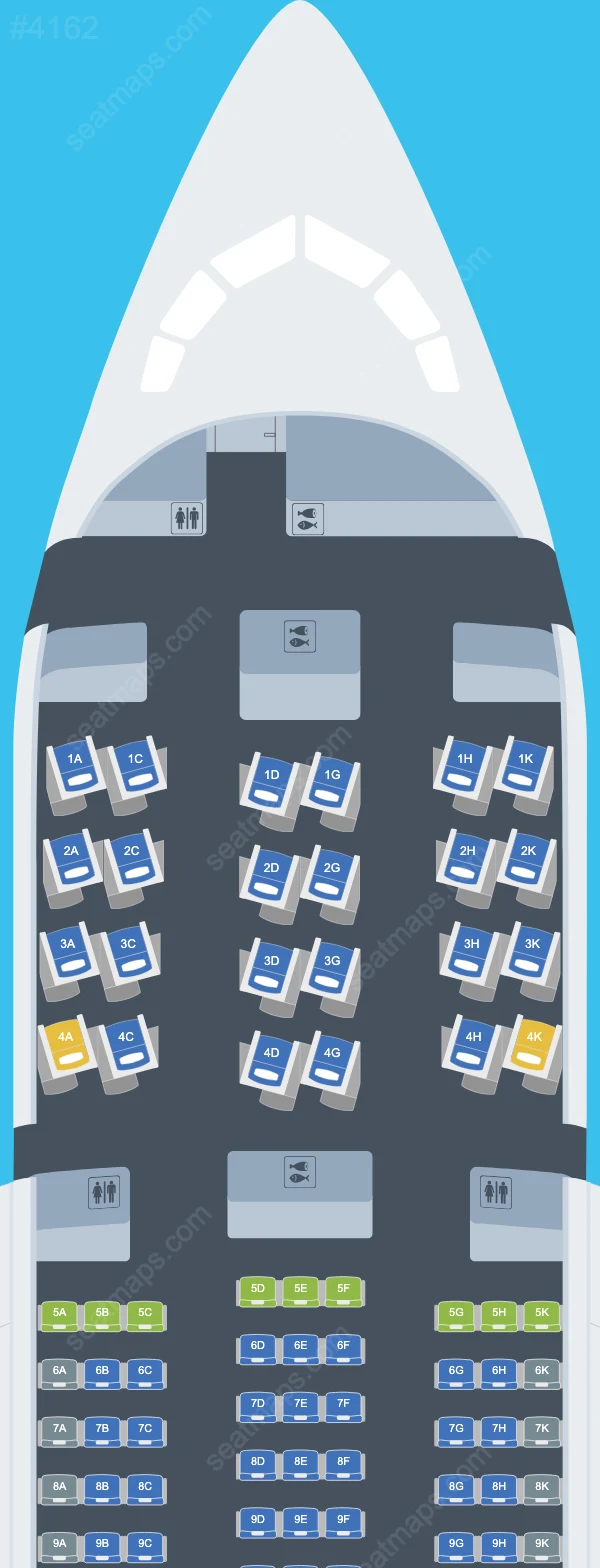 Схема салона Royal Jordanian в самолете Boeing 787 787-8