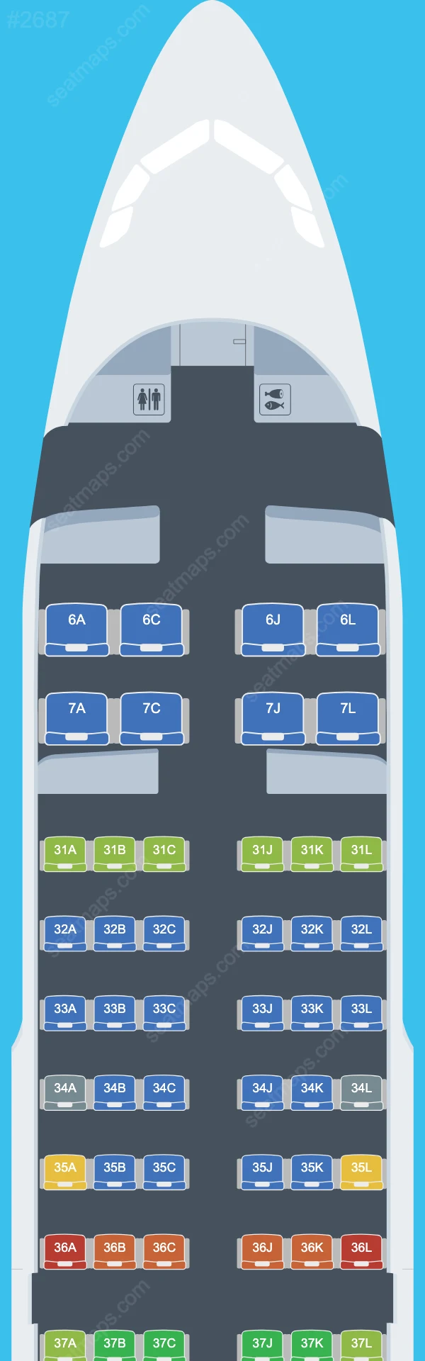 China Eastern Airbus A319 Seat Maps A319-100 V.1