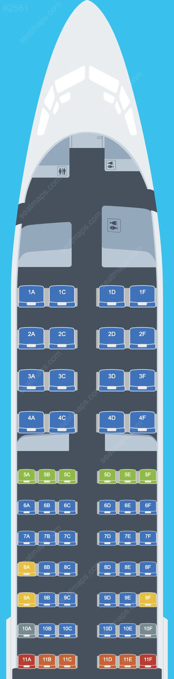 Схема салона Malaysia Airlines в самолете Boeing 737 737-800 V.1